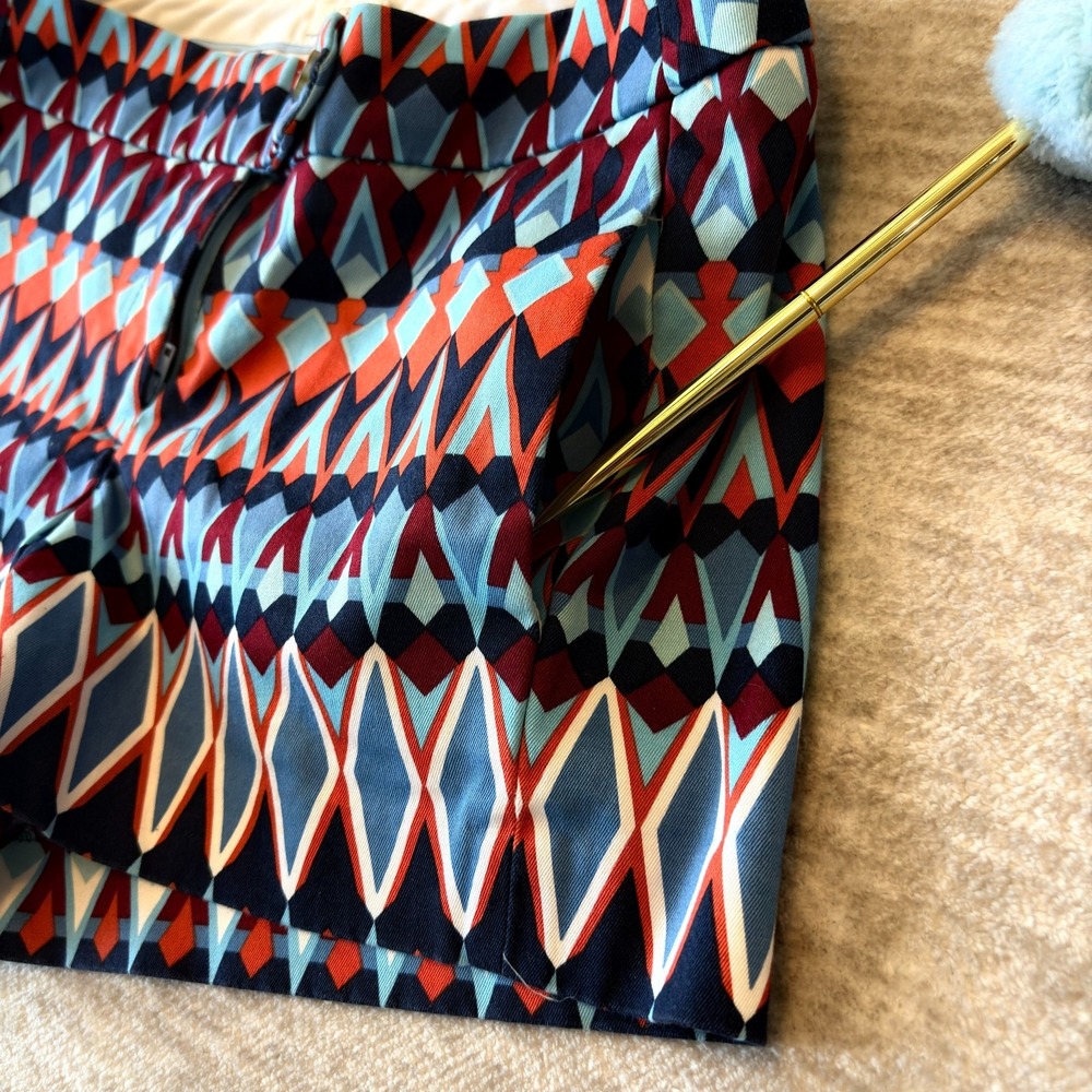 J. Crew Colorful Mosaic Printed 3" Chino Shorts Style 37569 Size 0 Low Rise Boho - Picture 2 of 7